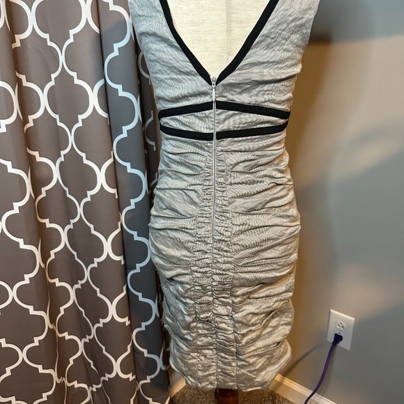 Nicole Miller Black and gray ruched dress - Picture 2 of 8
